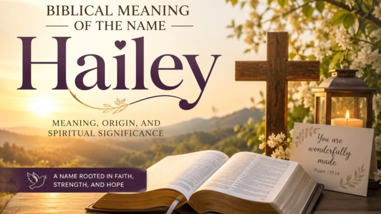 Open Bible with the name Hailey highlighted, symbolizing the biblical meaning, spiritual significance, and Christian interpretation of the name Hailey.