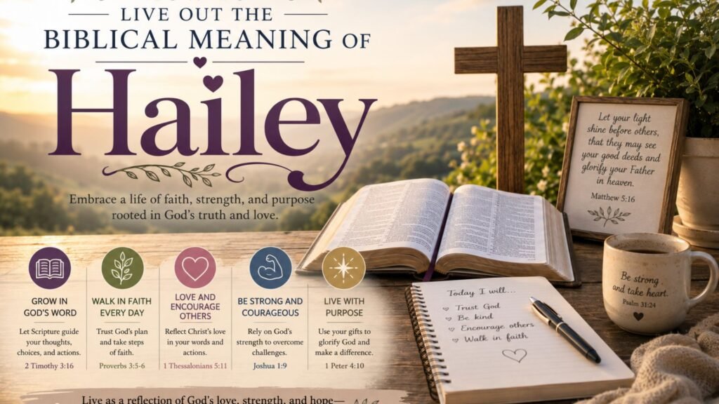 What is Biblical Meaning of the Name Hailey: Origin & Christian Significance 5 Christian believer reading the Bible and praying, illustrating how to live out the biblical meaning of Hailey through faith, compassion, prayer, and obedience to God's Word.