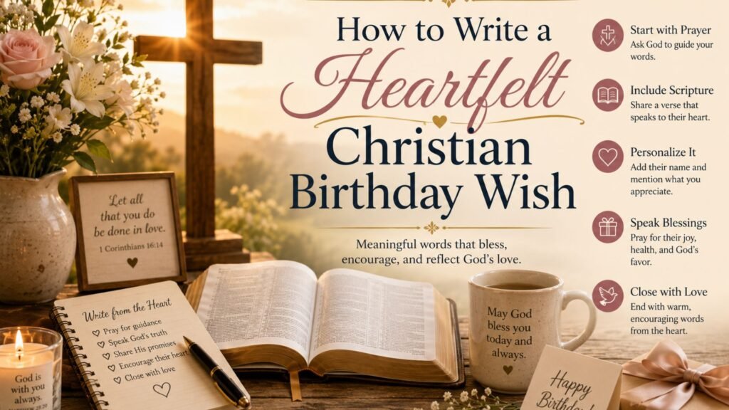How to write a heartfelt Christian birthday wish with faith-filled blessings, Bible verses, sincere prayers, and encouraging words for loved ones