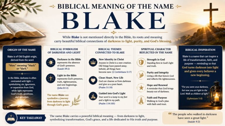 Complete guide to the biblical meaning of the name Blake, exploring its origin, spiritual significance, Christian symbolism, biblical connections, and meaning for believers