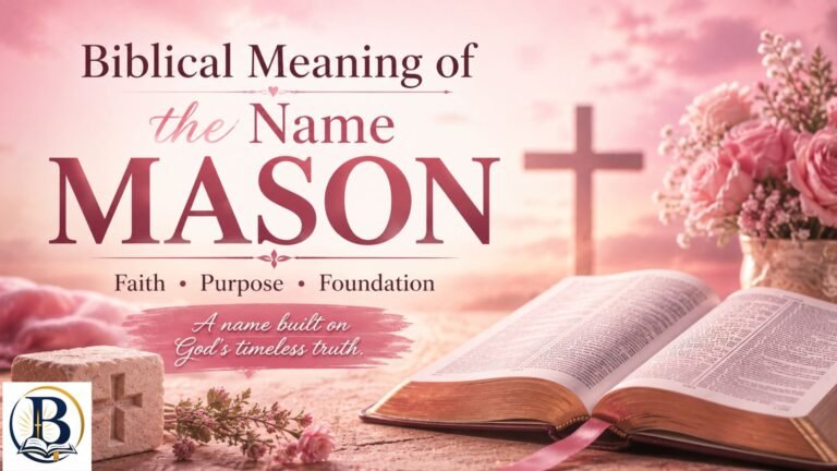 Biblical Meaning of the Name Mason with an open Bible and stone masonry symbolism