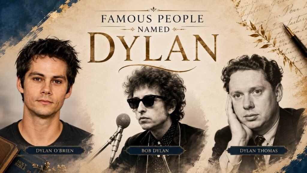 Famous people named Dylan including Bob Dylan, Dylan O’Brien, and Dylan Thomas