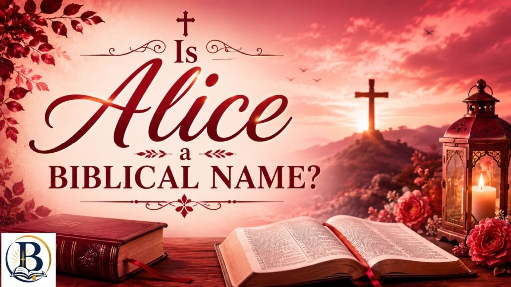 Is Alice a Biblical Name with an open Bible, flowers, and Christian symbolism