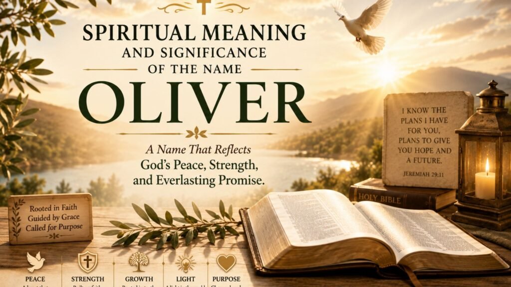Spiritual meaning and significance of the name Oliver, symbolizing peace, hope, faith, and spiritual growth through biblical imagery.