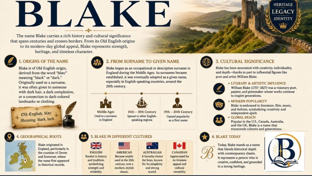 Complete guide to the history and cultural background of the name Blake, exploring its origin, historical development, cultural significance, and popularity over time