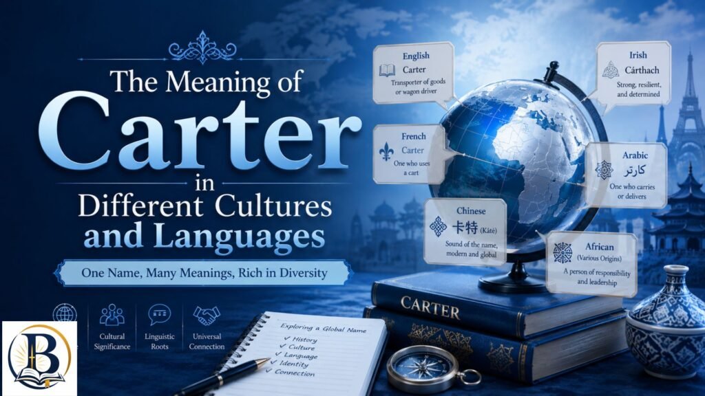 The Meaning of Carter in Different Cultures and Languages with global symbols and name typography
