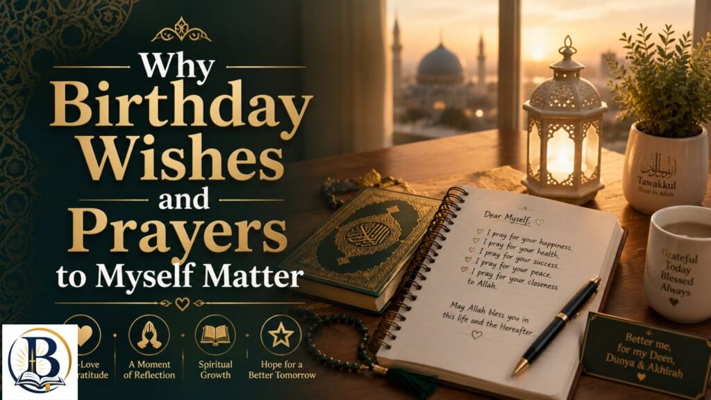 Why Birthday Wishes and Prayers to Myself Matter with a birthday cake, open Bible, and prayer