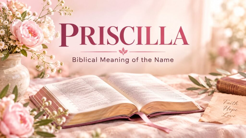 Biblical meaning of the name Priscilla and her example of faith, wisdom, and service in the early Christian church.