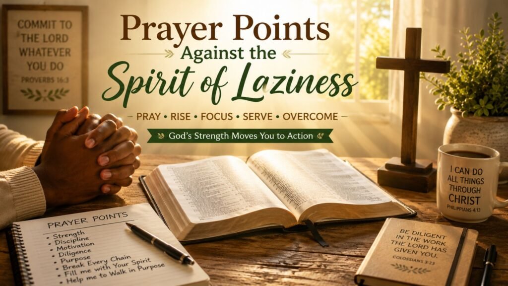 Prayer Points Against the Spirit of Laziness – Christian prayer for discipline, diligence, motivation, and spiritual strength