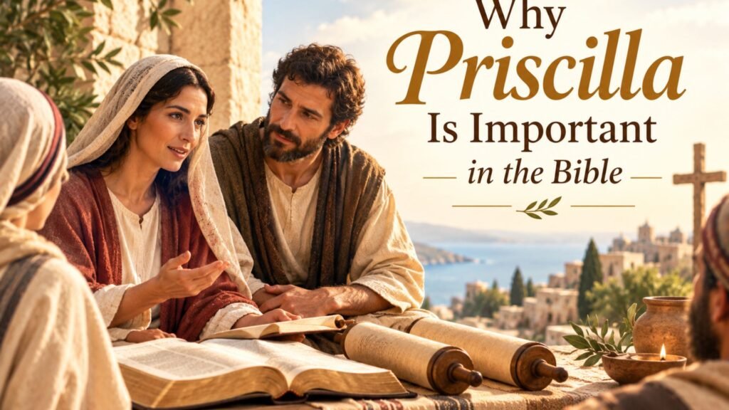 Biblical Meaning of the Name Priscilla: Origin, Meaning & Bible Significance 3 Why Priscilla is important in the Bible, showing Priscilla and Aquila teaching early Christians.