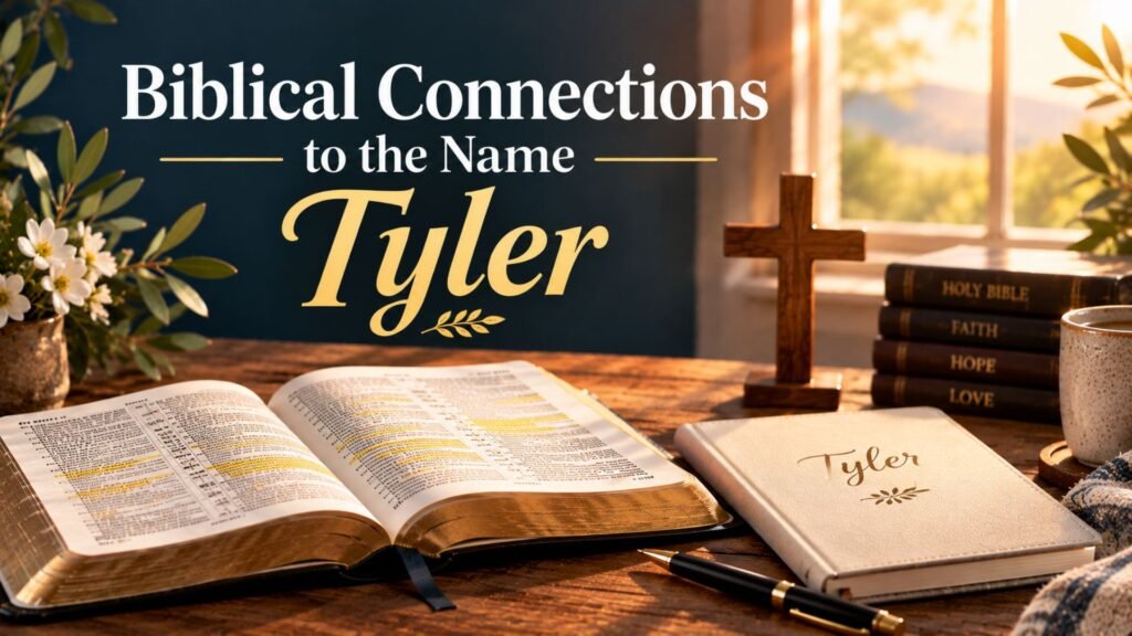 Open Bible with highlighted Scripture, a wooden cross, and a cream journal displaying the name Tyler, representing biblical connections to the name Tyler.











Is this conversation helpful so far?