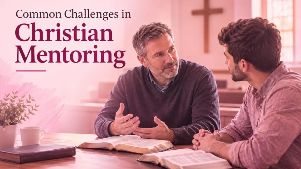 How to Find a Christian Mentor 3 Christian mentors discussing the Bible and navigating common challenges in Christian mentoring.